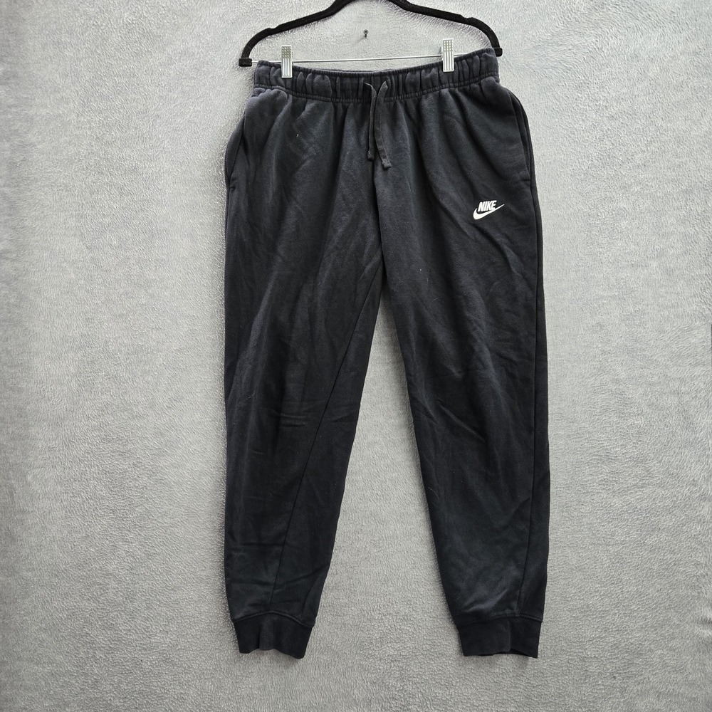 Nike Men Activewear Pants M Black Embroidered Sweatpants Fleece DQ5191-010 Logo